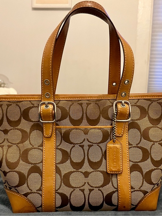 Coach Handbags - Coach Brown and Tan Signature Canvas Tote